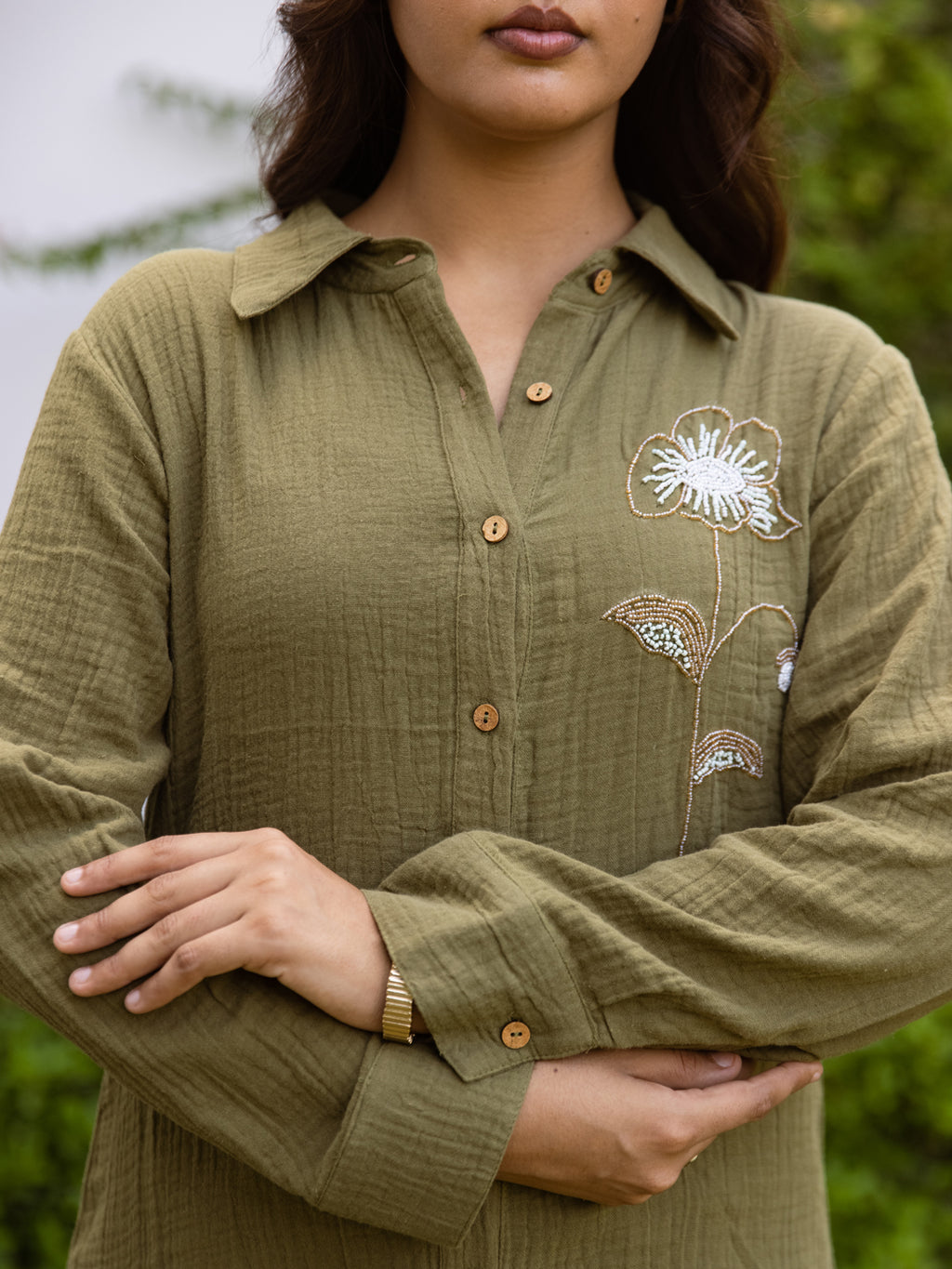Slovey Hand Work Embroidery Shrit