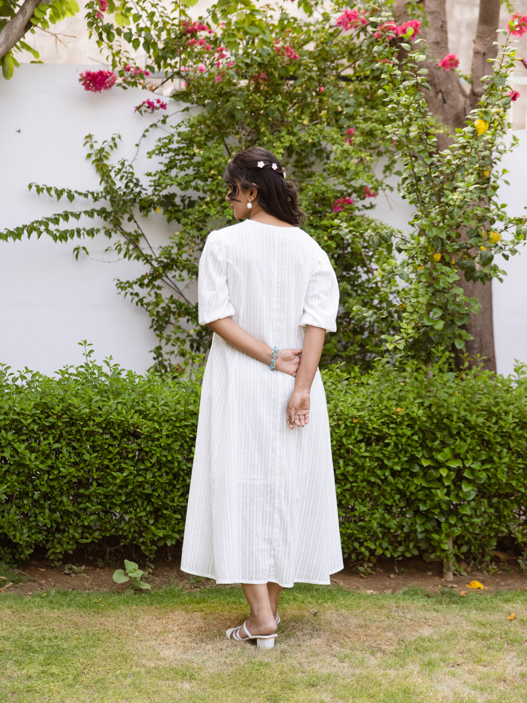 Shreya White Embroidery Dress