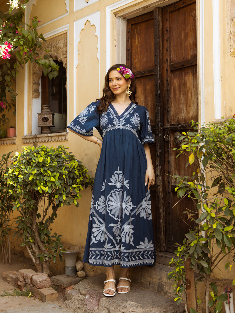 Milan embroidery blue  dress