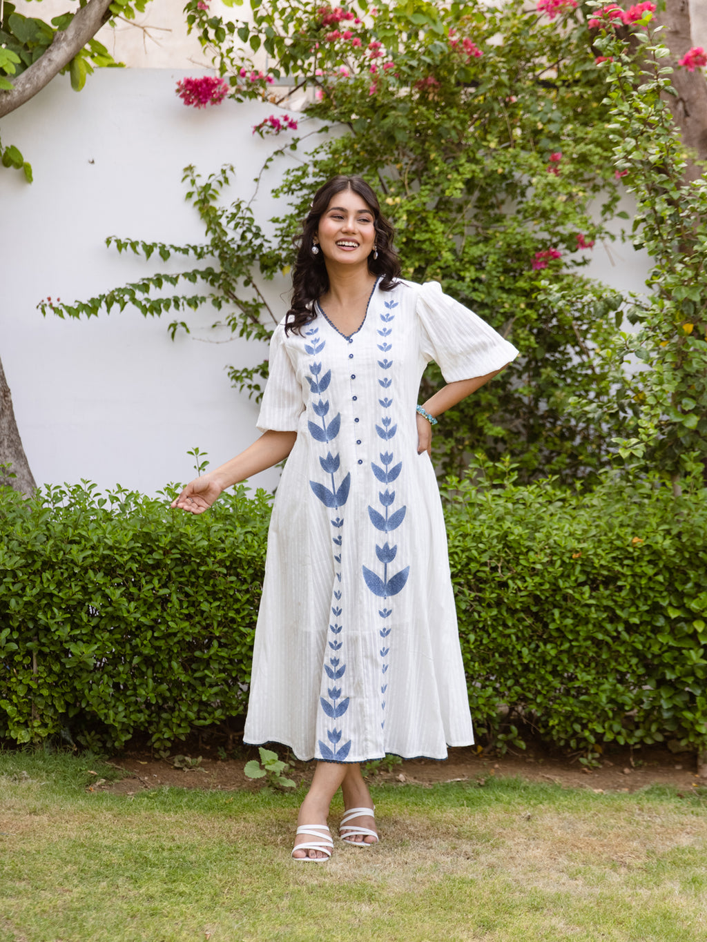 Shreya White Embroidery Dress