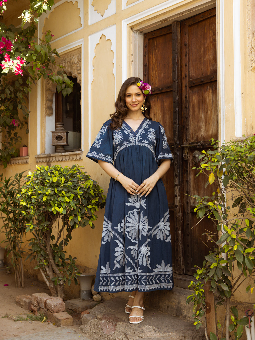 Milan embroidery blue  dress