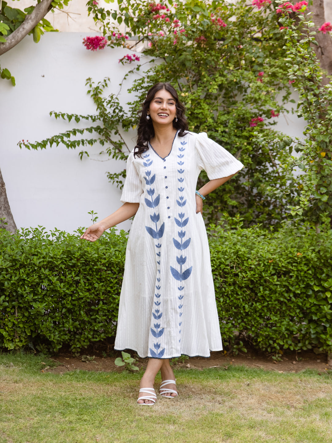 Shreya White Embroidery Dress