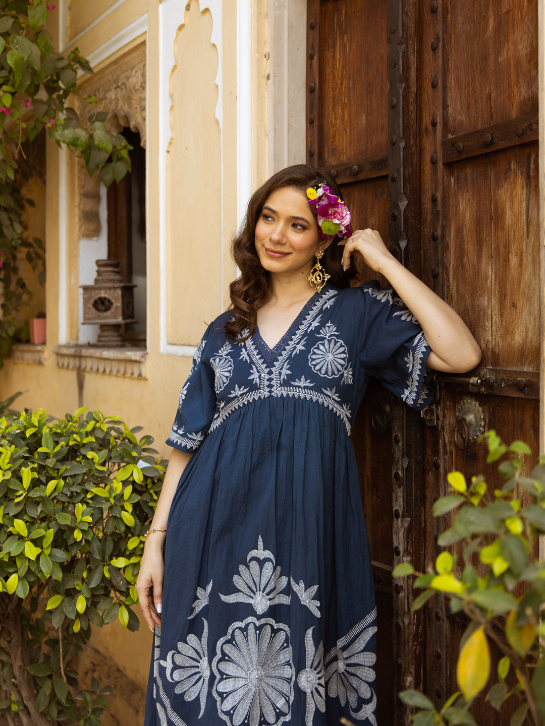 Milan embroidery blue  dress