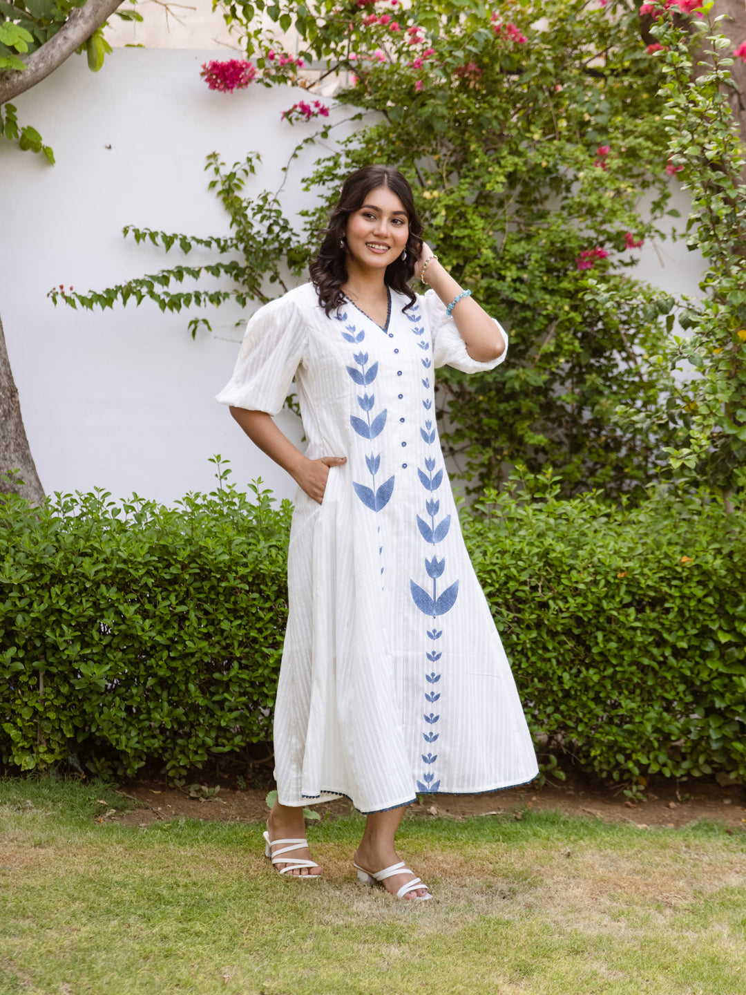Shreya White Embroidery Dress