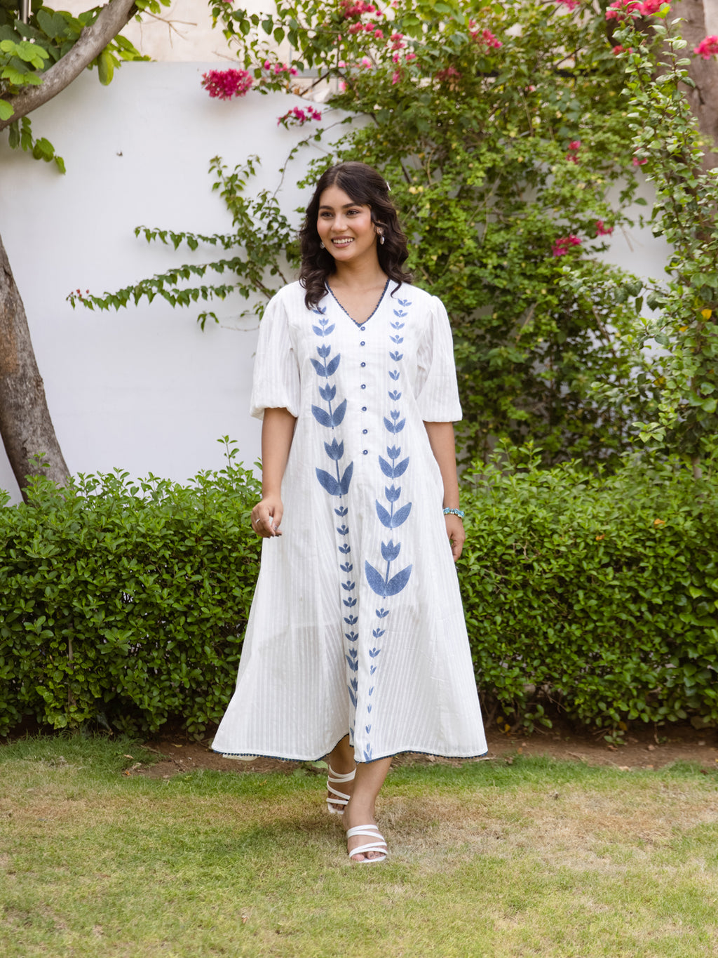 Shreya White Embroidery Dress