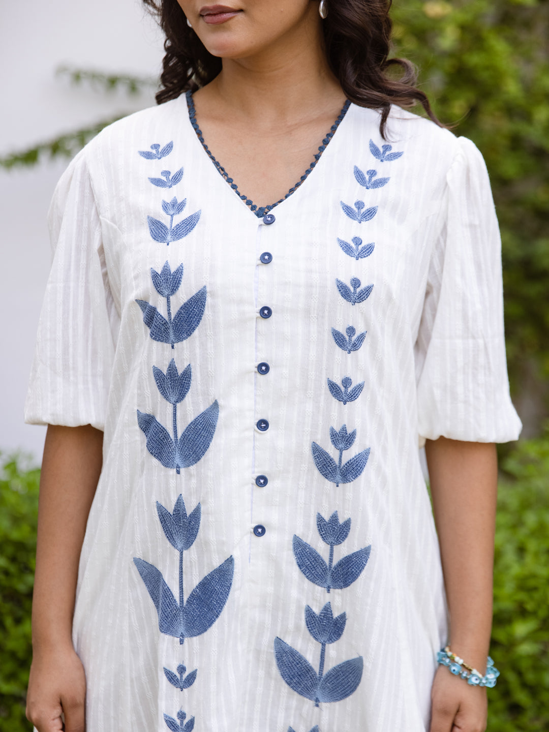 Shreya White Embroidery Dress