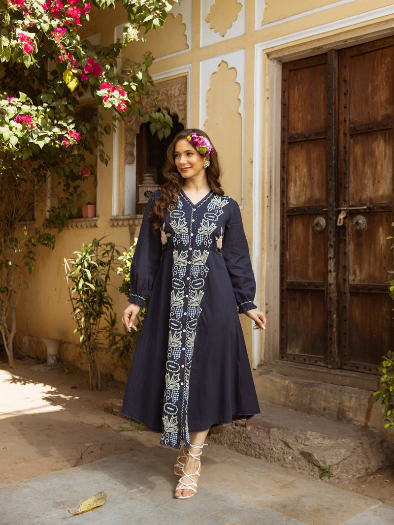 Asher Blue  Embroidery Dress