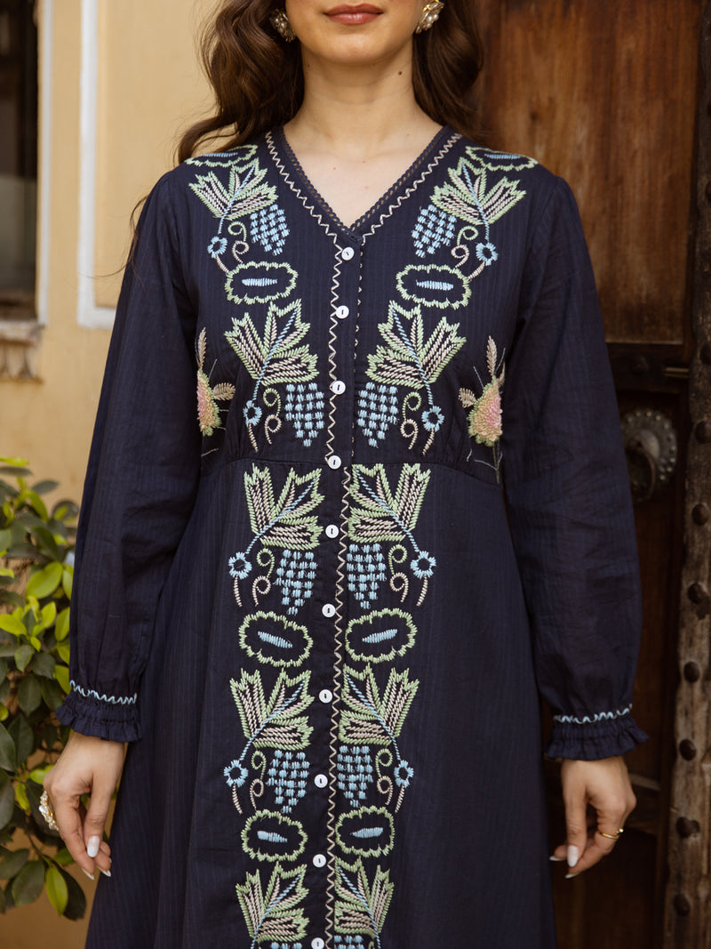 Asher Blue  Embroidery Dress