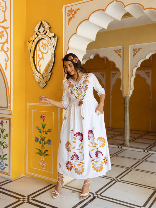 Abhaneri White Embroidery Dress