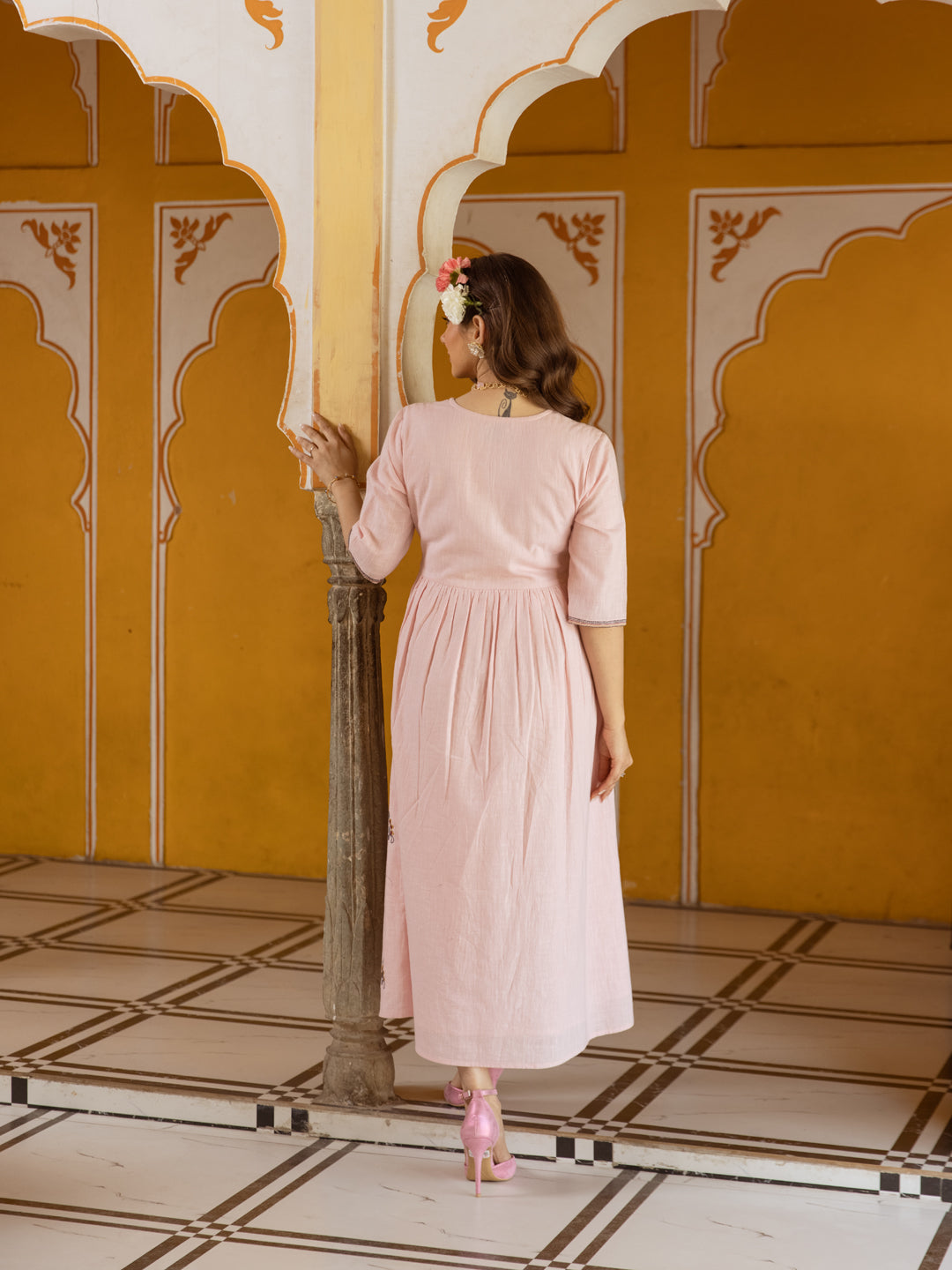 Abhaneri Pink Embroidery Dress