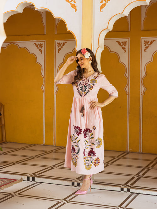 Abhaneri Pink Embroidery Dress
