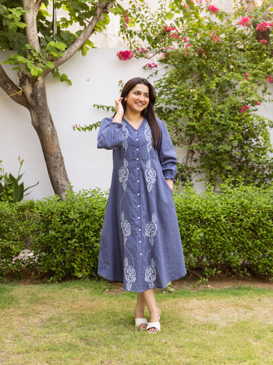 Kiara Blue Embroidery Dress
