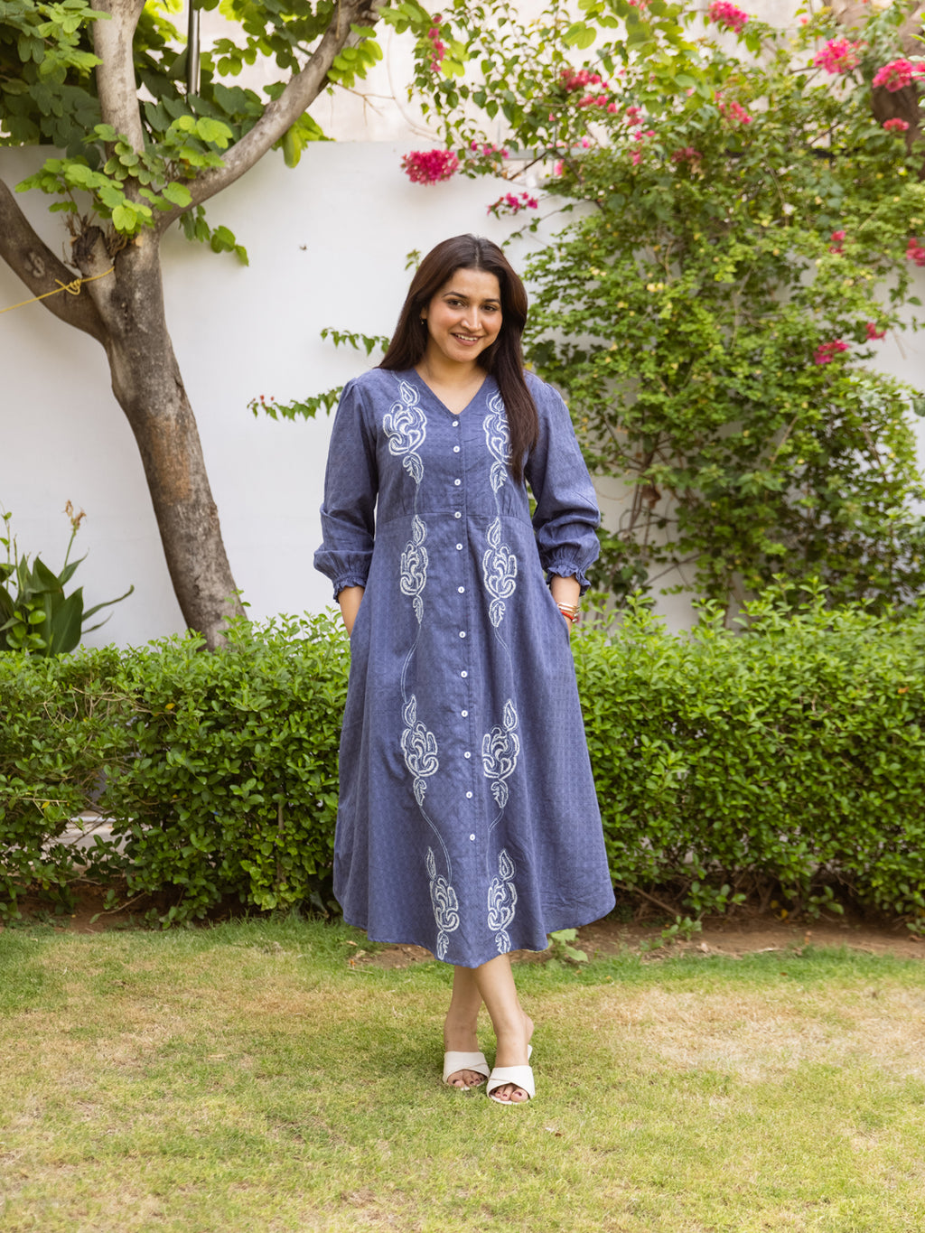 Kiara Blue Embroidery Dress