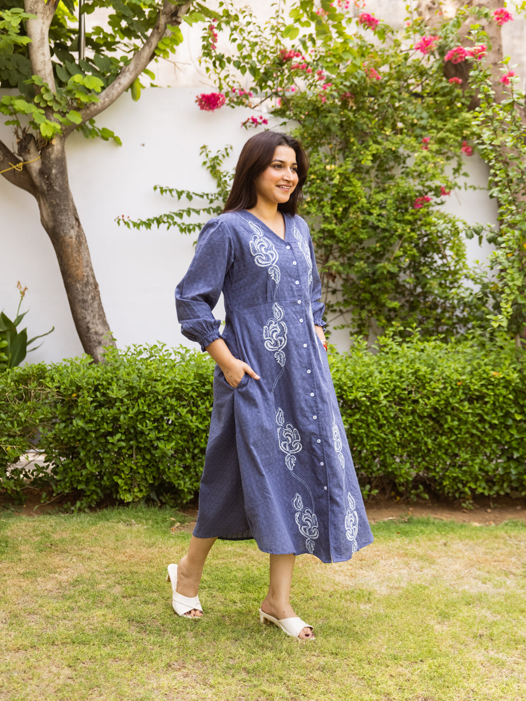Kiara Blue Embroidery Dress