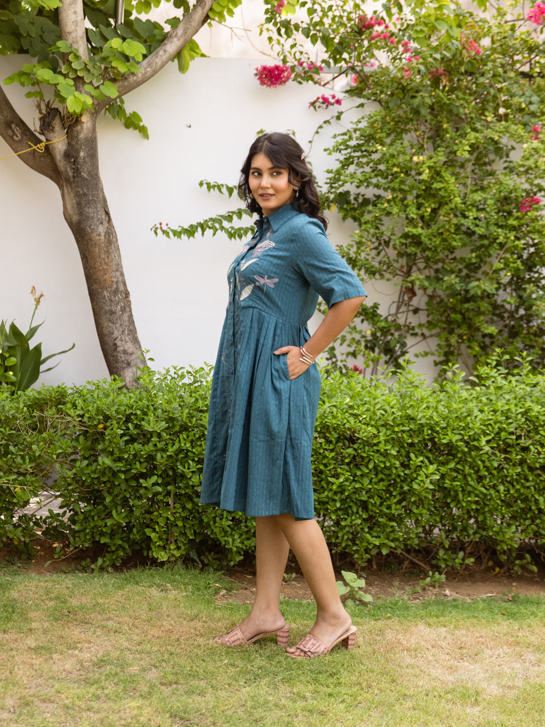 Tate Teal Green Embroidery Dress