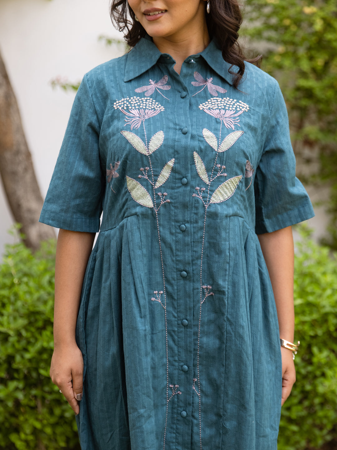 Tate Teal Green Embroidery Dress