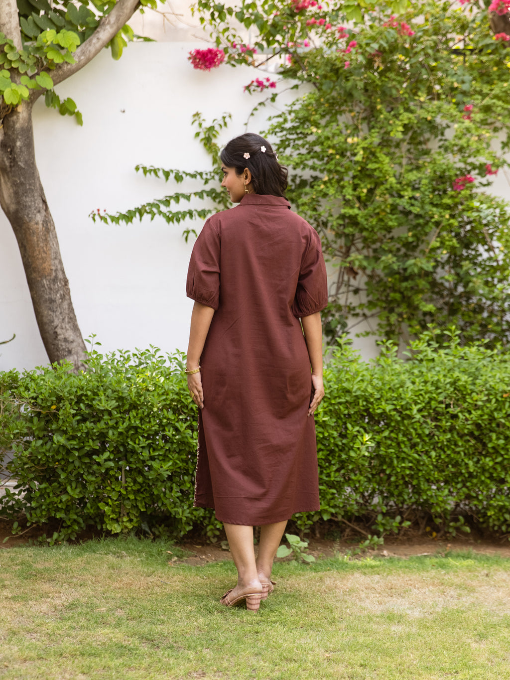 Nora Brown Embroidery Dress