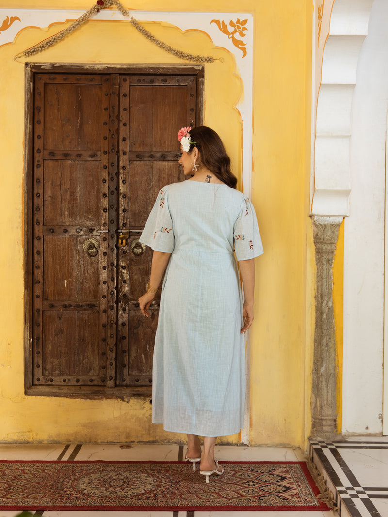 Bell  blue embroidery dress