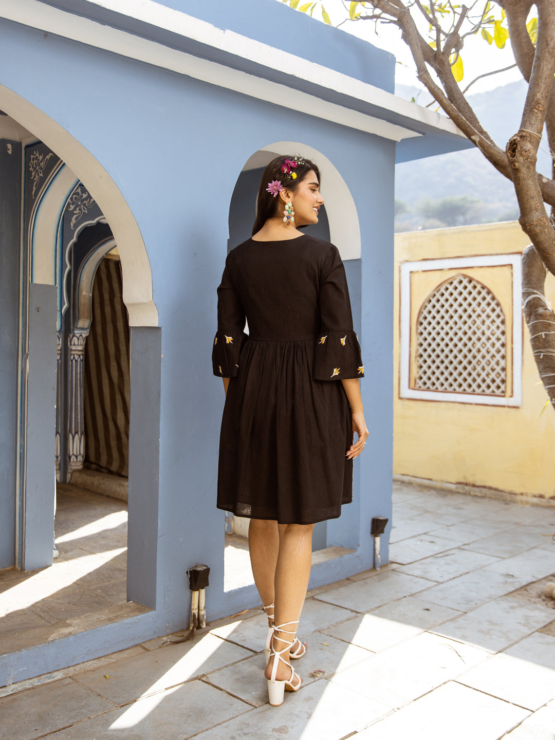Abhi Black Embroidery Dress