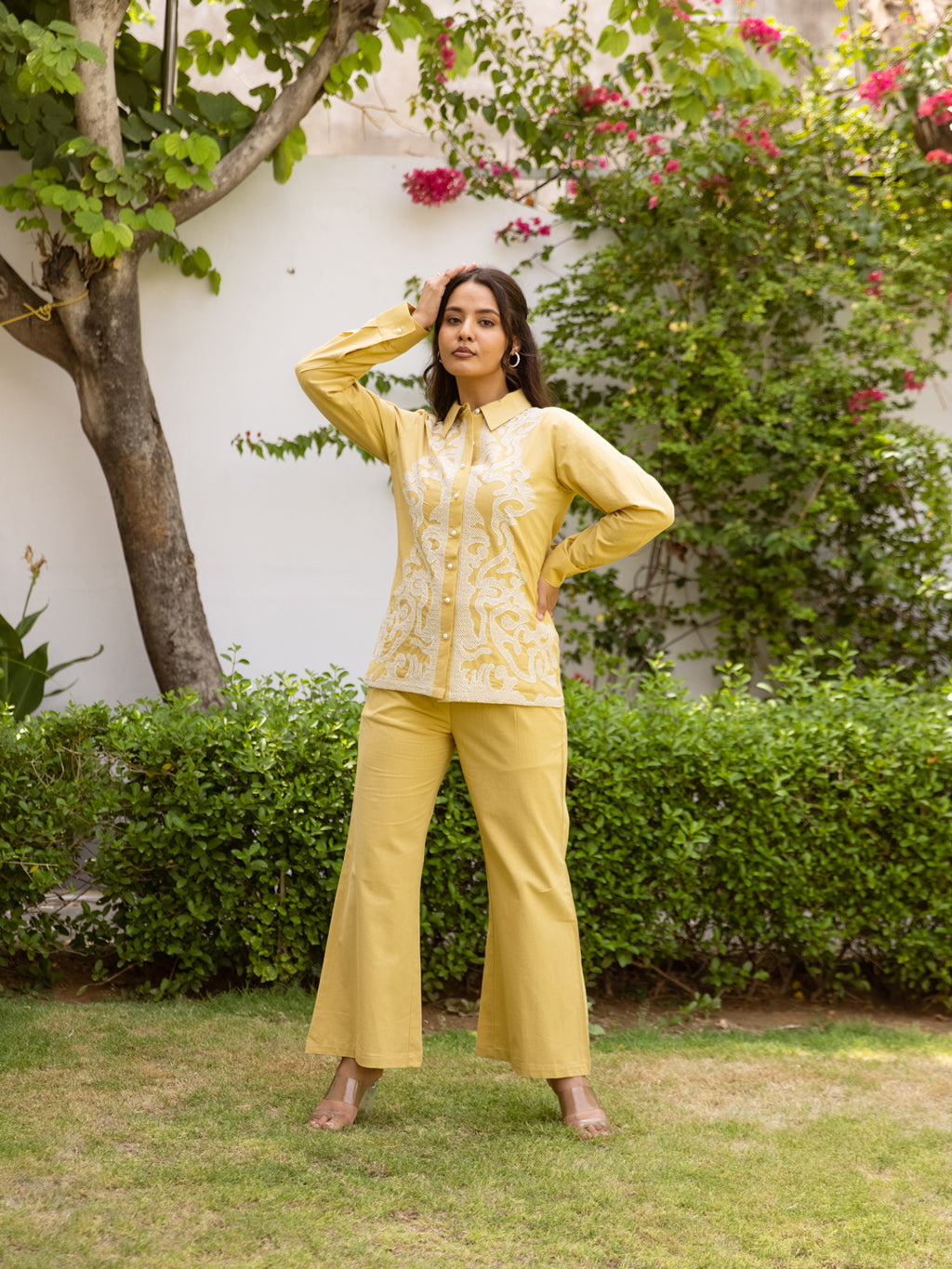 Amisha Mustard Embroidery Co-ord set