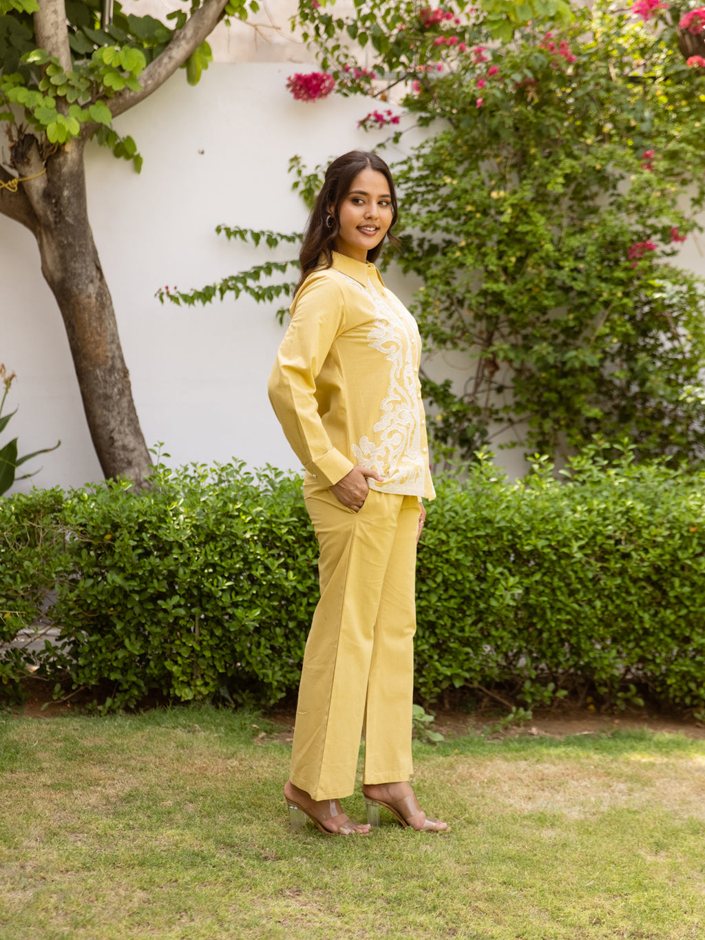 Amisha Mustard Embroidery Co-ord set