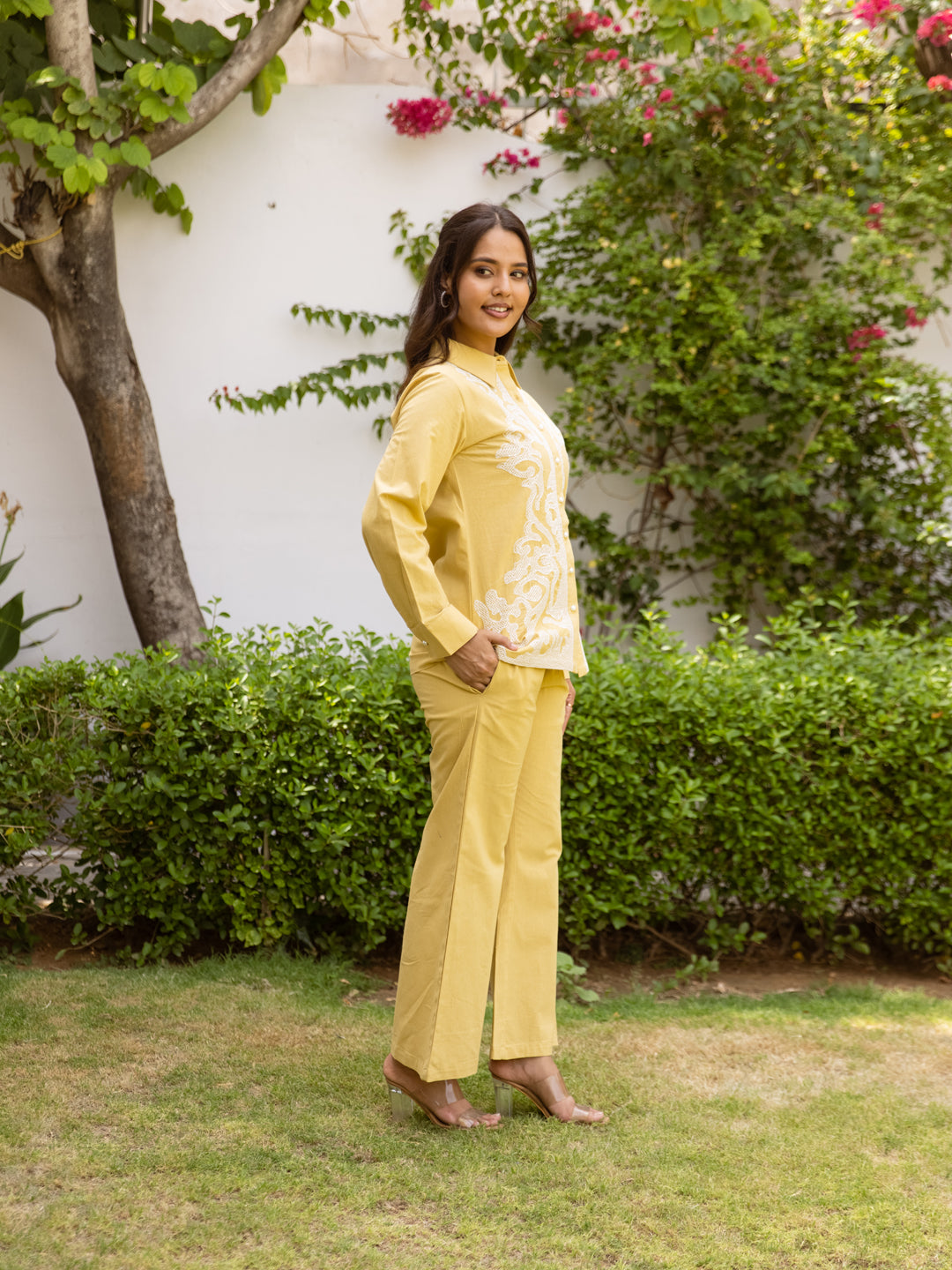 Amisha Mustard Embroidery Co-ord set