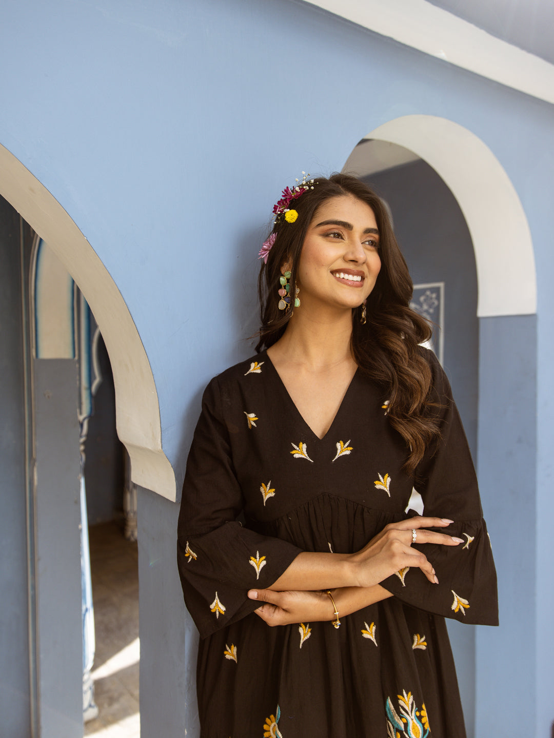 Abhi Black Embroidery Dress