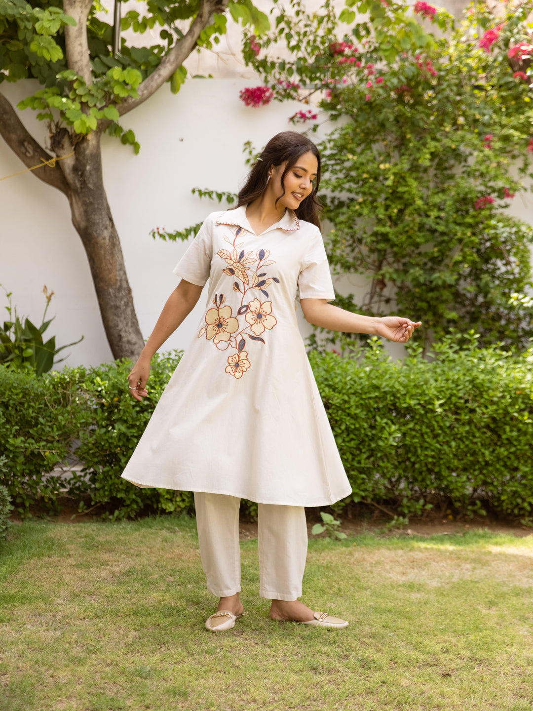 Charm White Embroidery Kurta Set