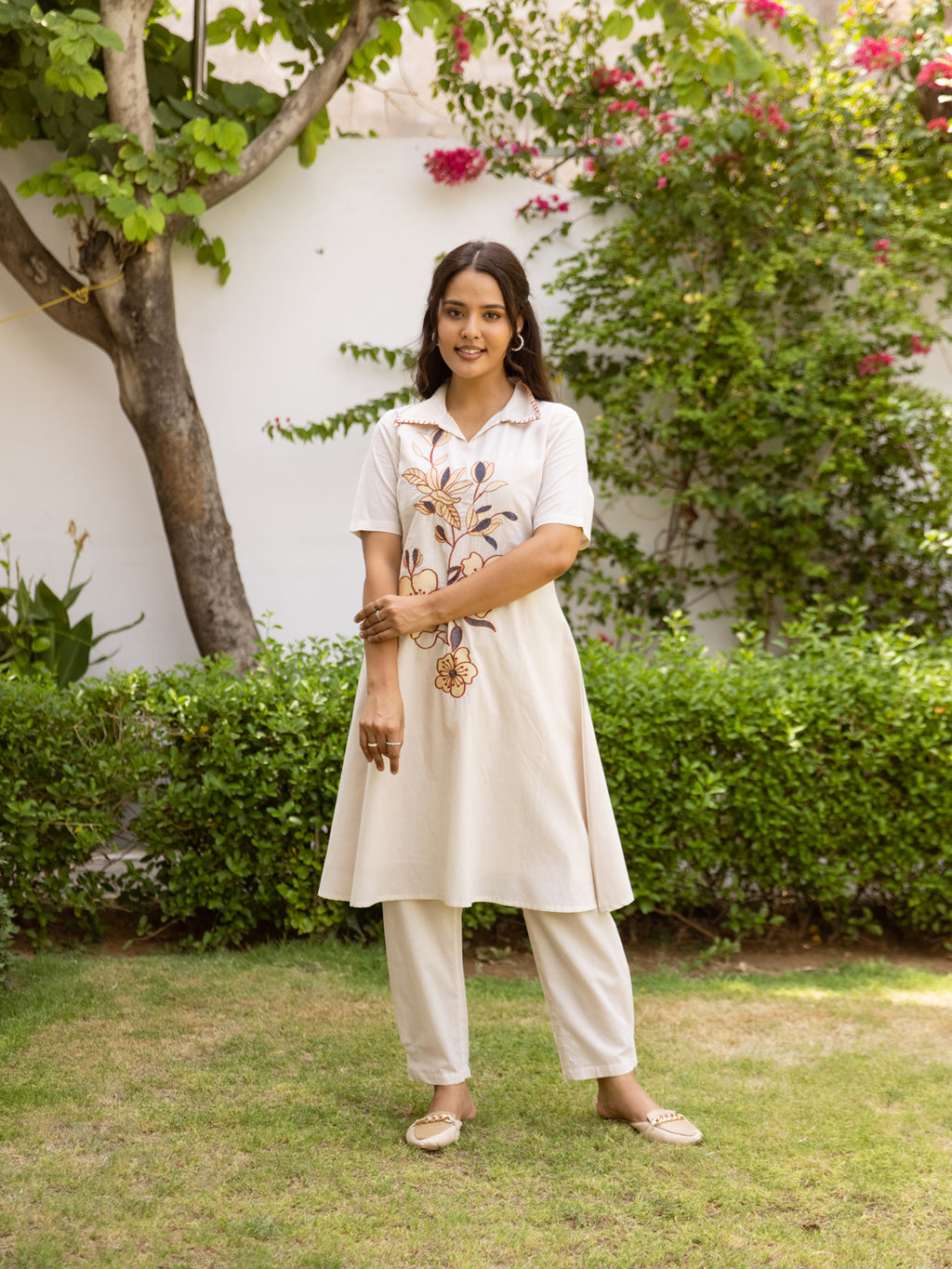 Charm White Embroidery Kurta Set