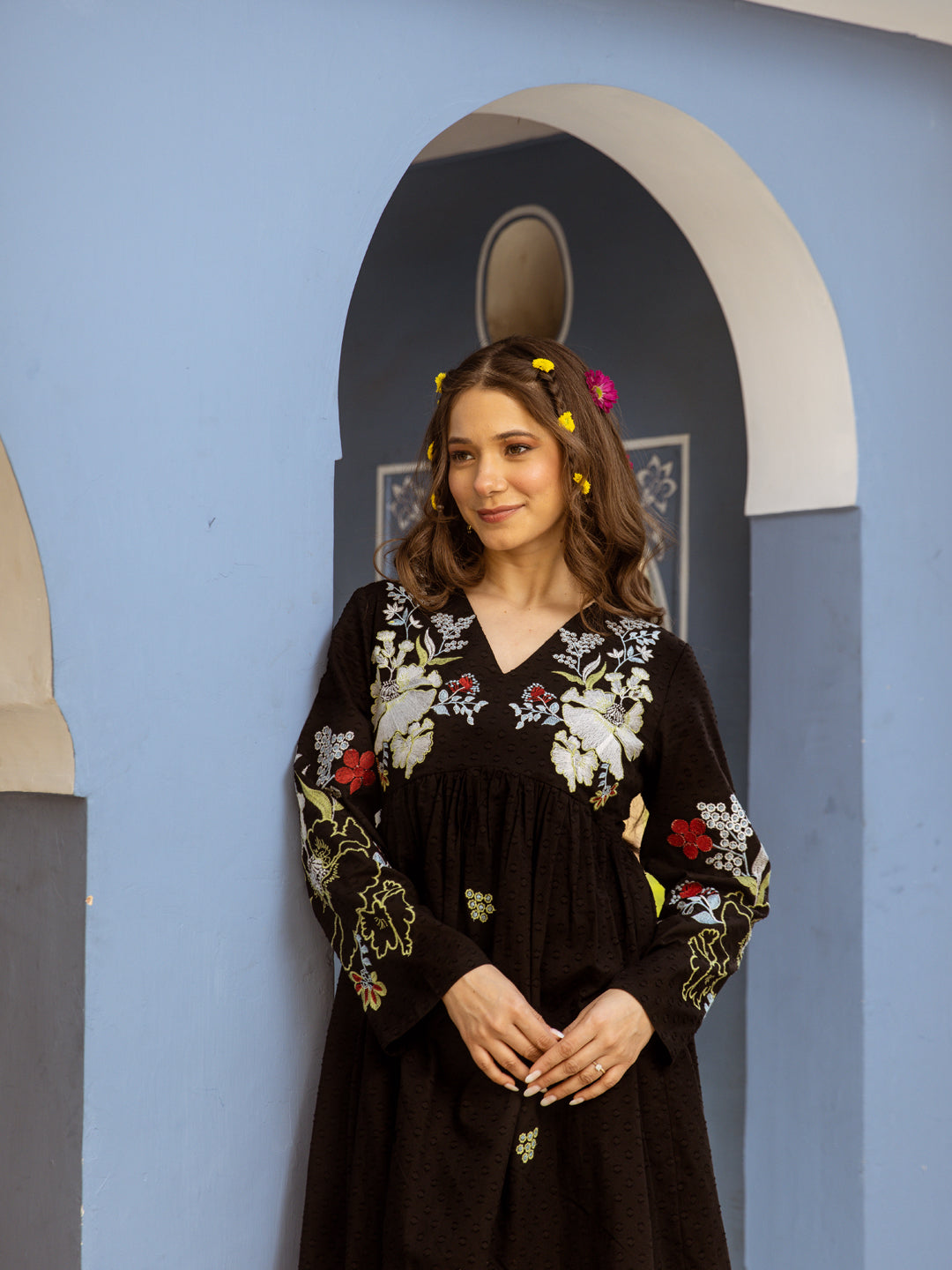 Kabir black embroidery dress