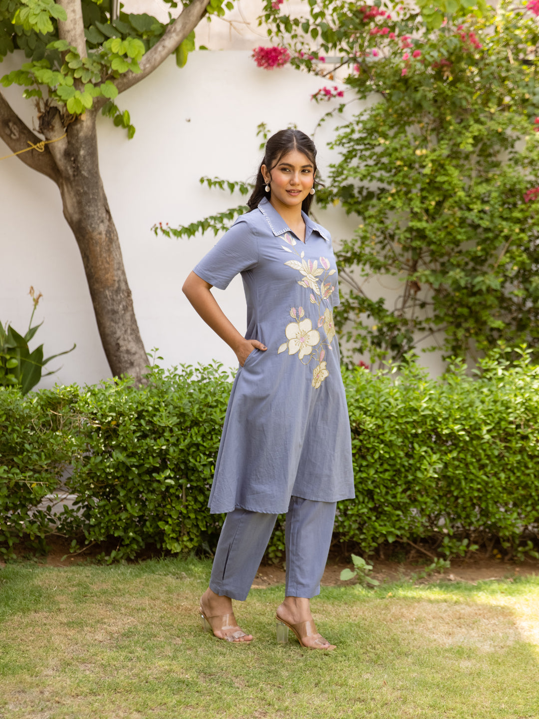 Charm Blue Embroidery Kurta Set