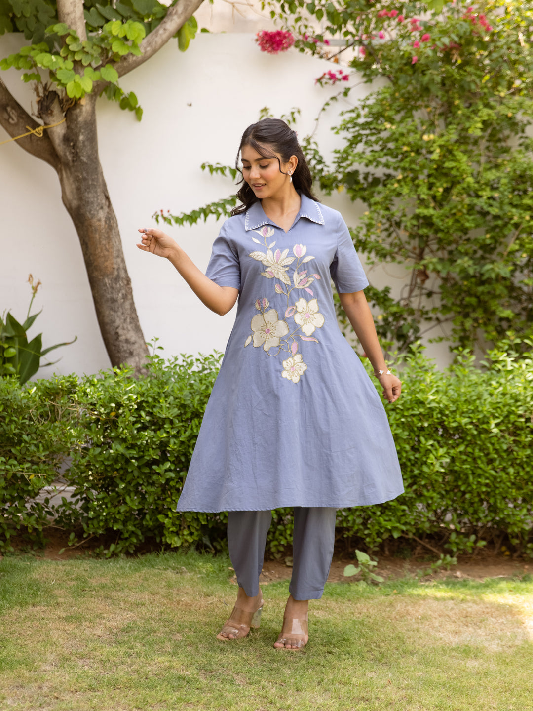 Charm Blue Embroidery Kurta Set