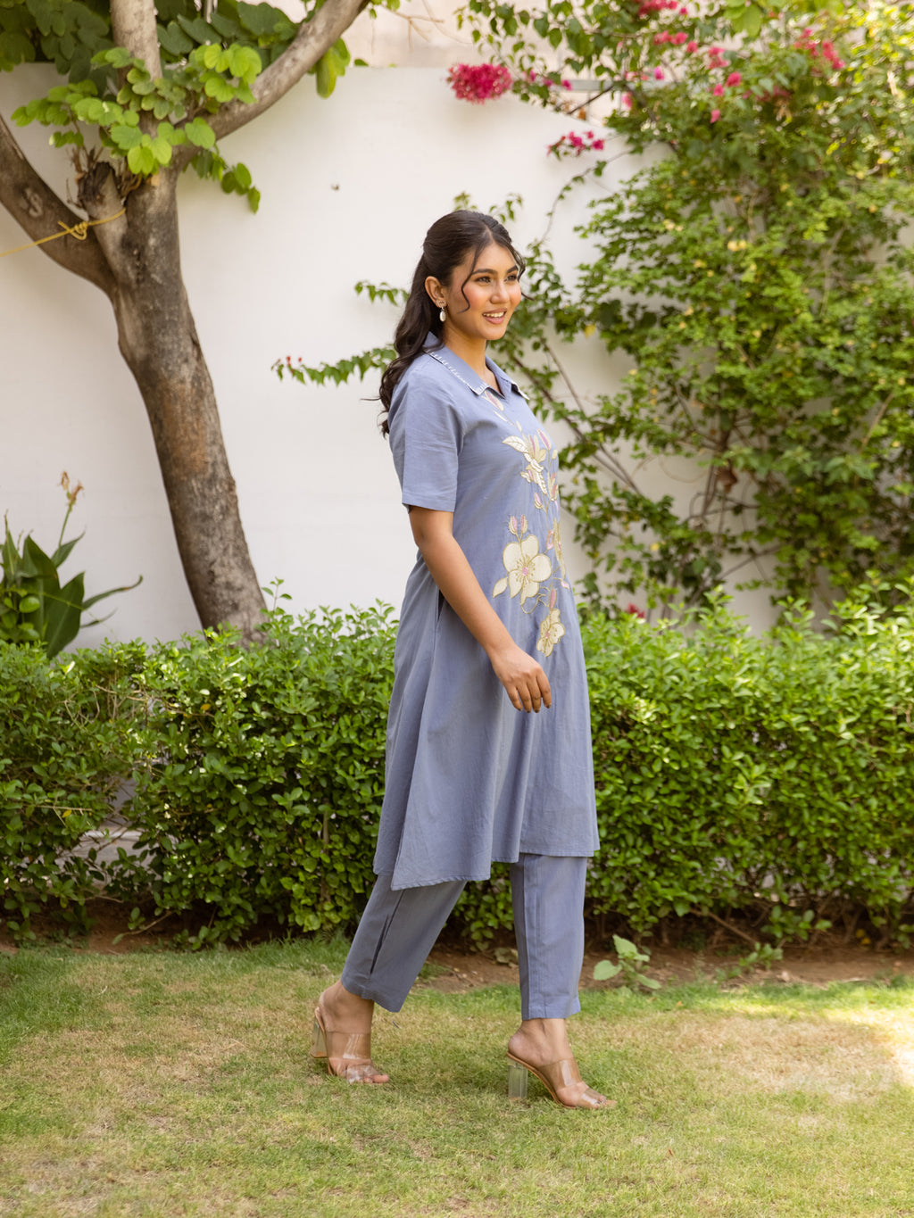 Charm Blue Embroidery Kurta Set