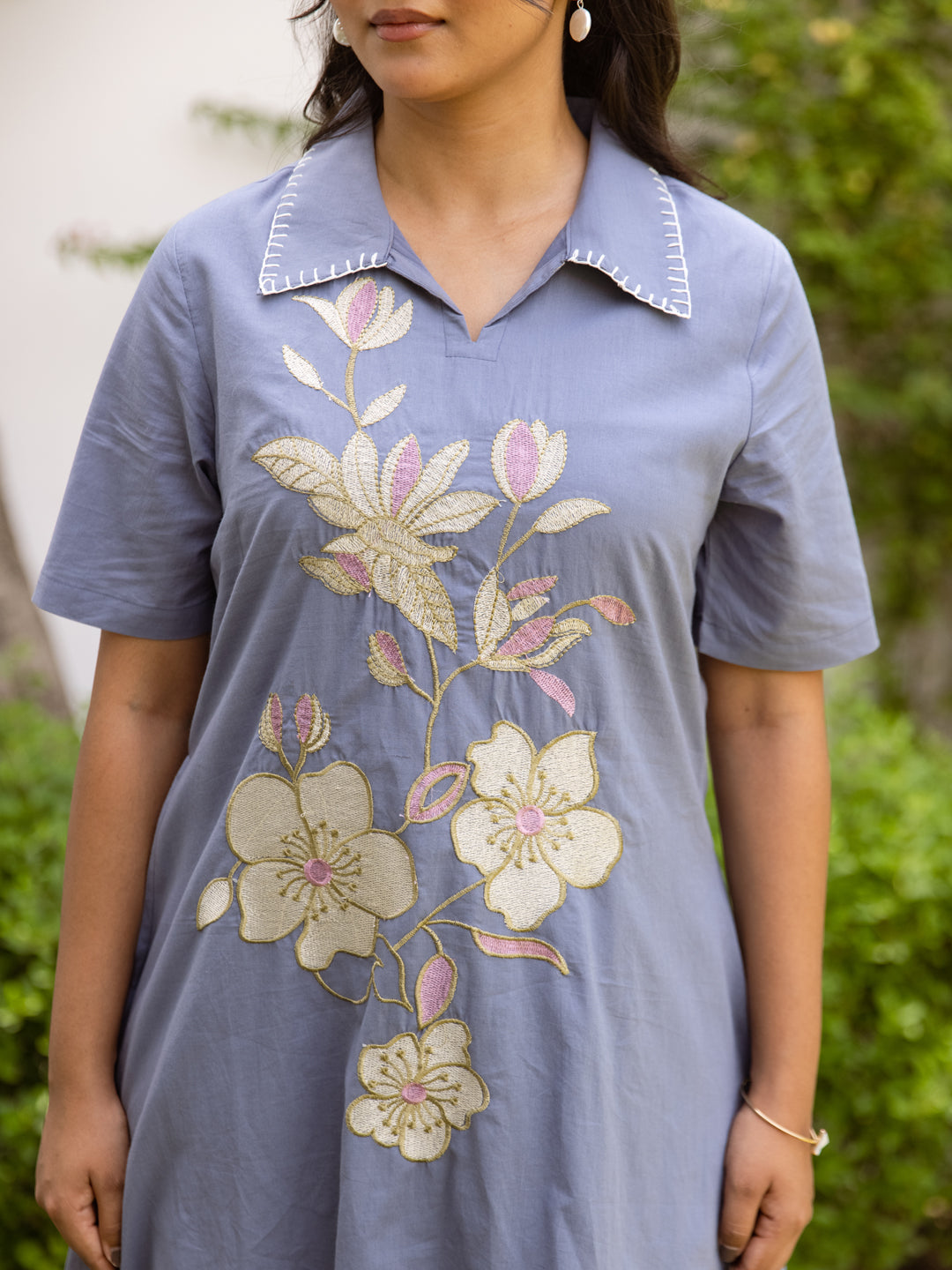 Charm Blue Embroidery Kurta Set
