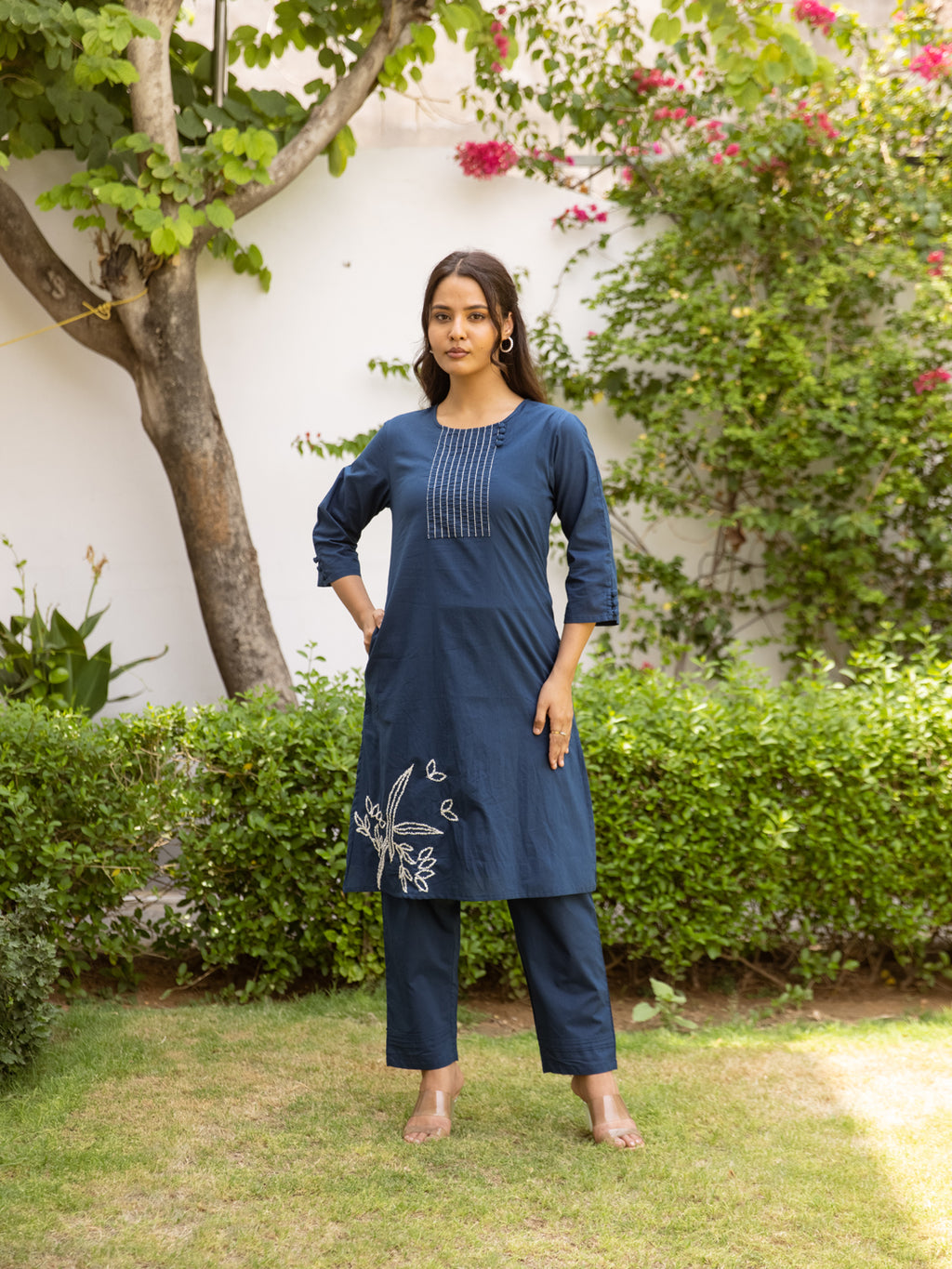 Clear  Blue Embroidery Kurta Set