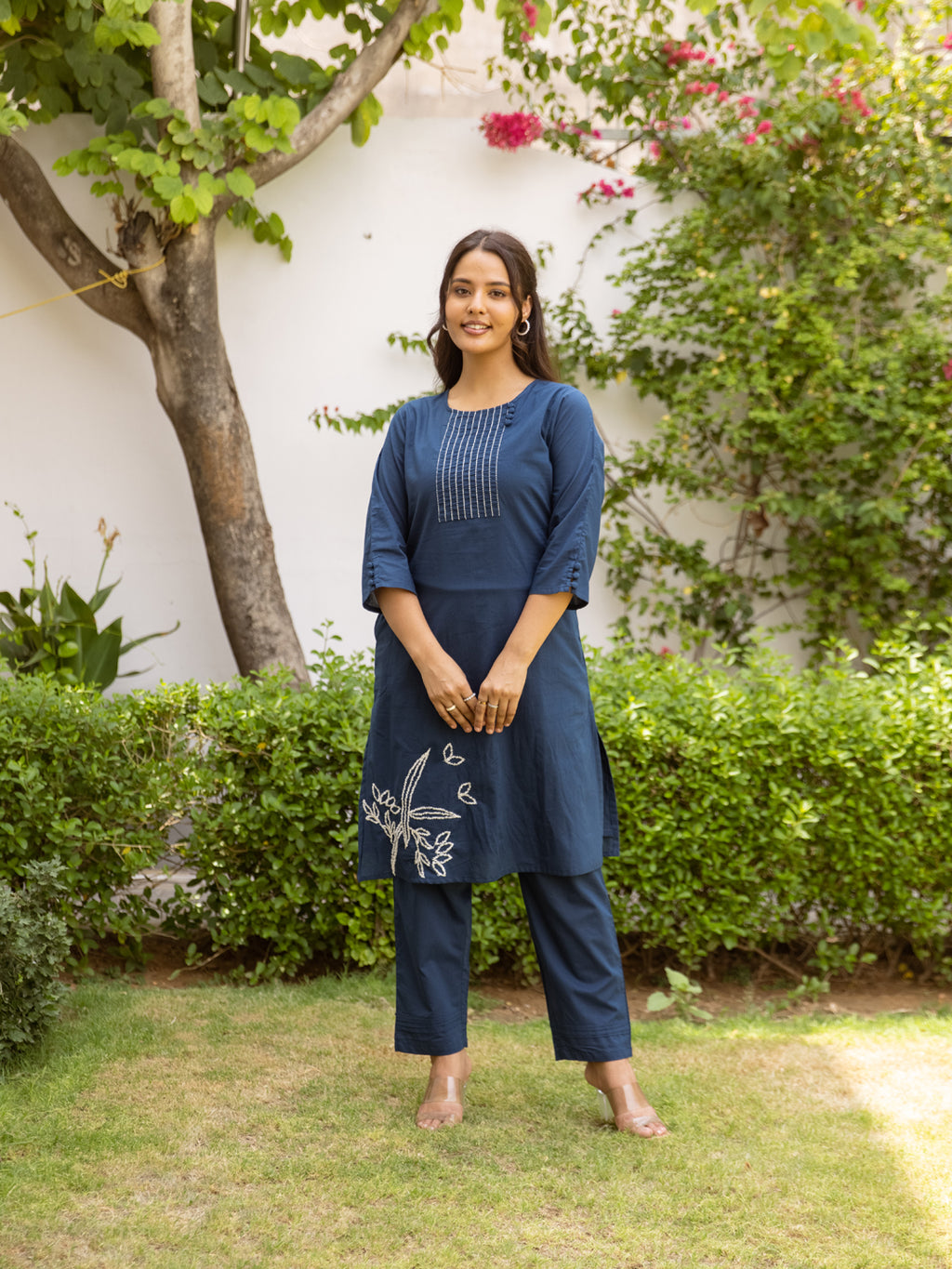 Clear  Blue Embroidery Kurta Set