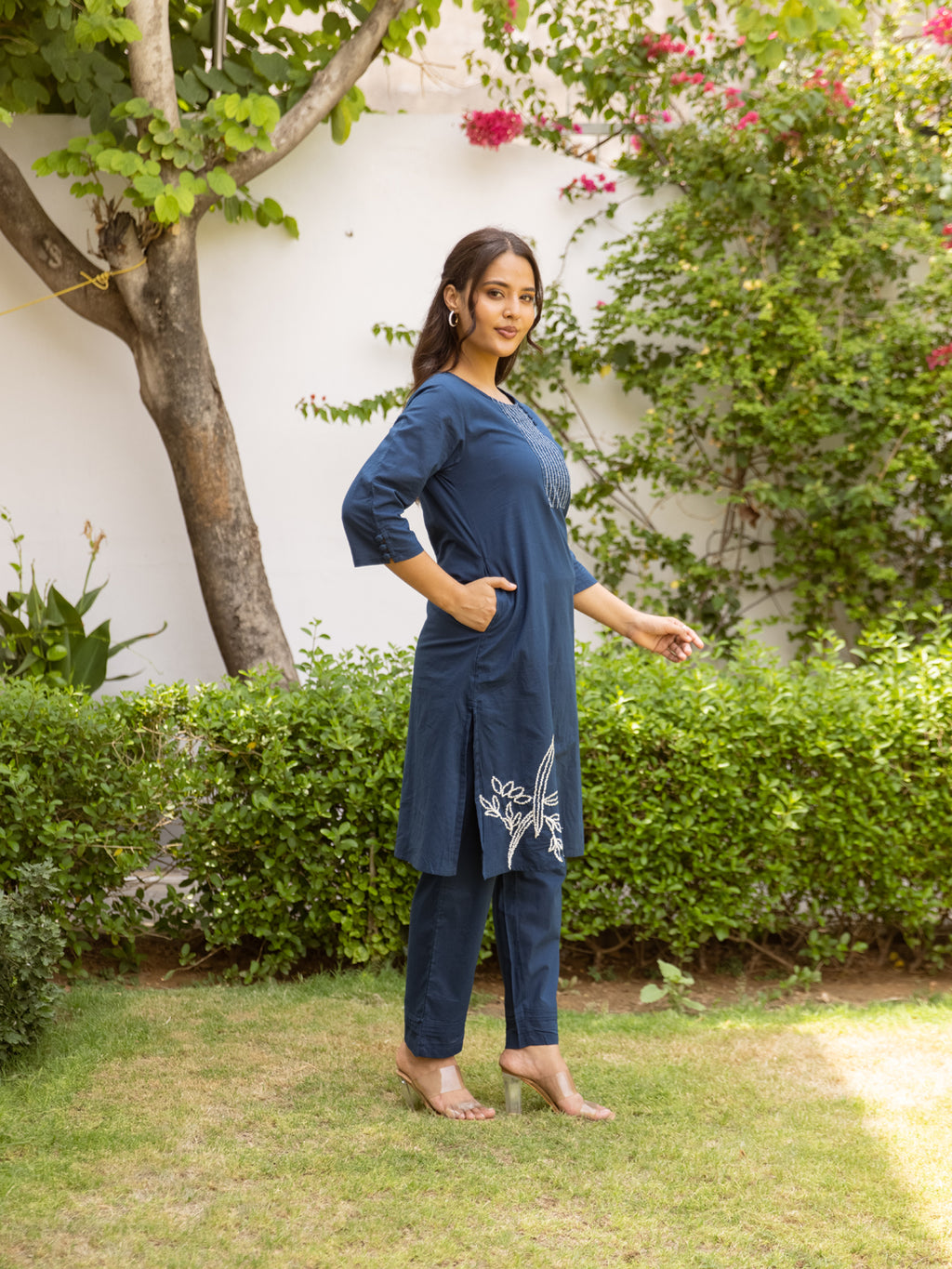 Clear  Blue Embroidery Kurta Set