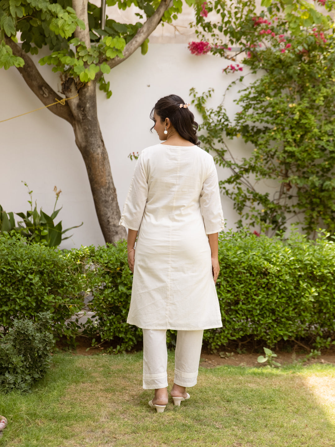 Clara White  Embroidery Kurta Set