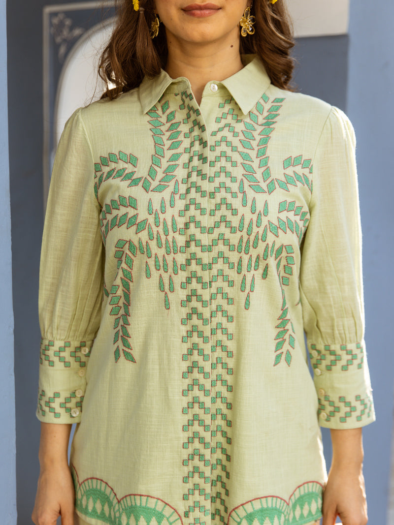 Aria green embroidery co-ord set