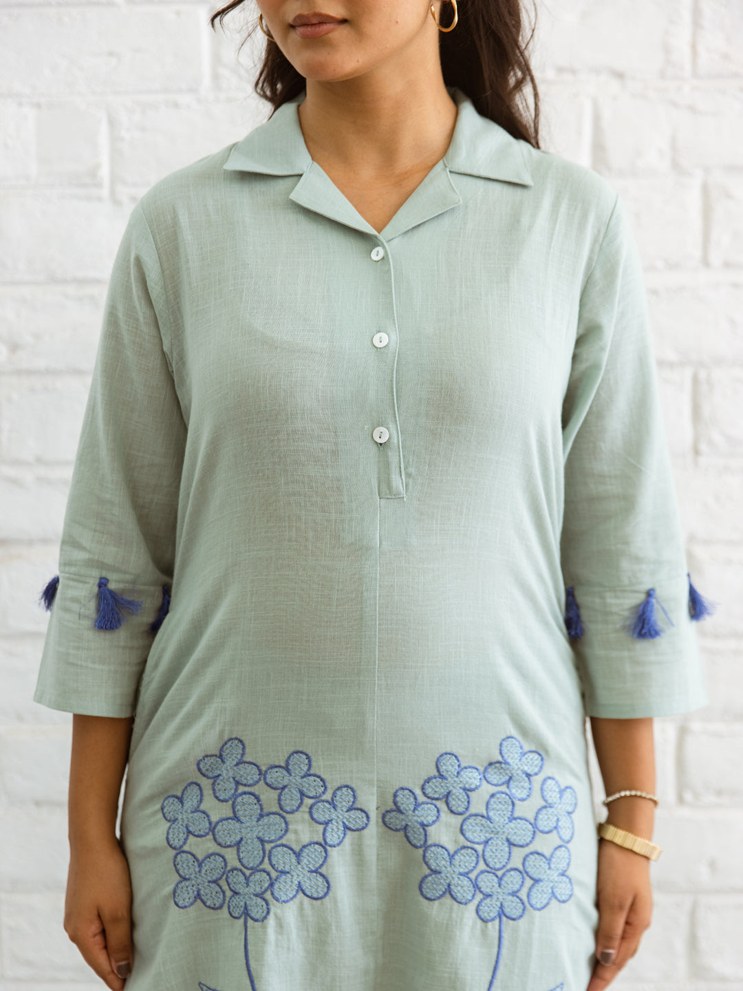 Flaur Pastel Mint Green Embroidery Co-ord set