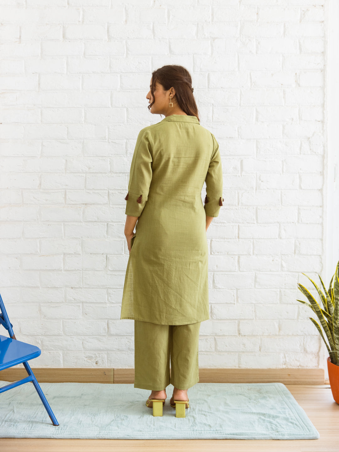 Flaur Olive Green Embroidery Co-ord set