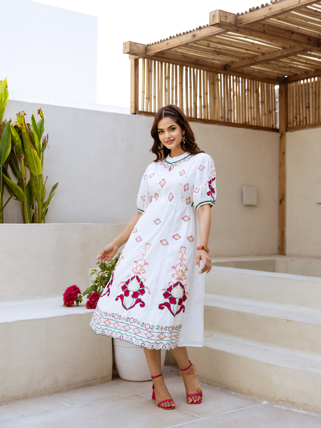 Waterllily embroidery dress