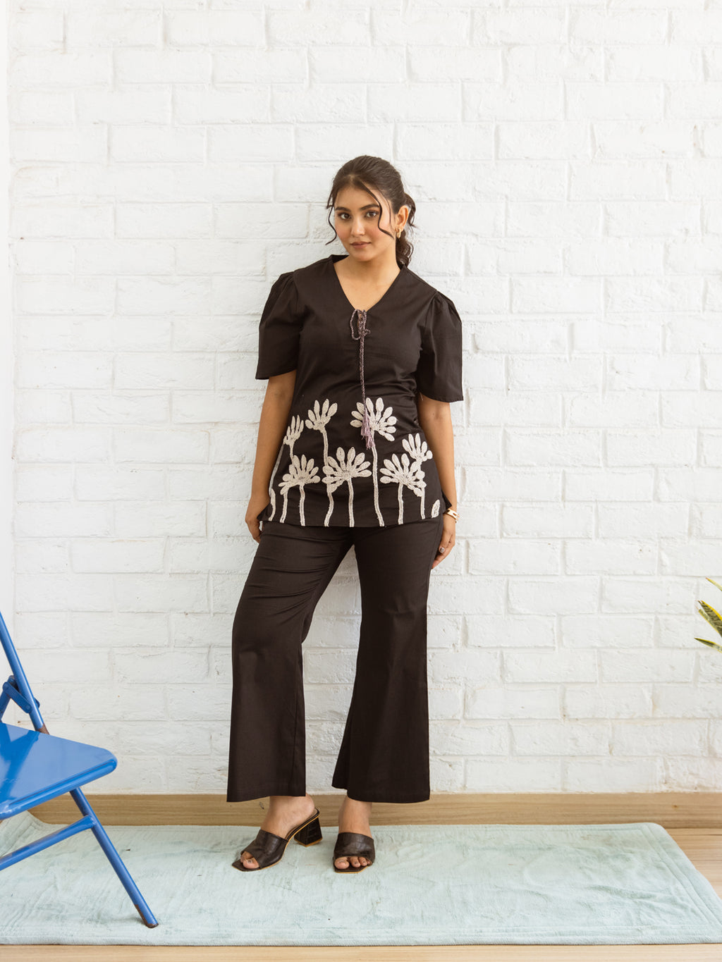 Myna Black Embroidery Co-ord Set