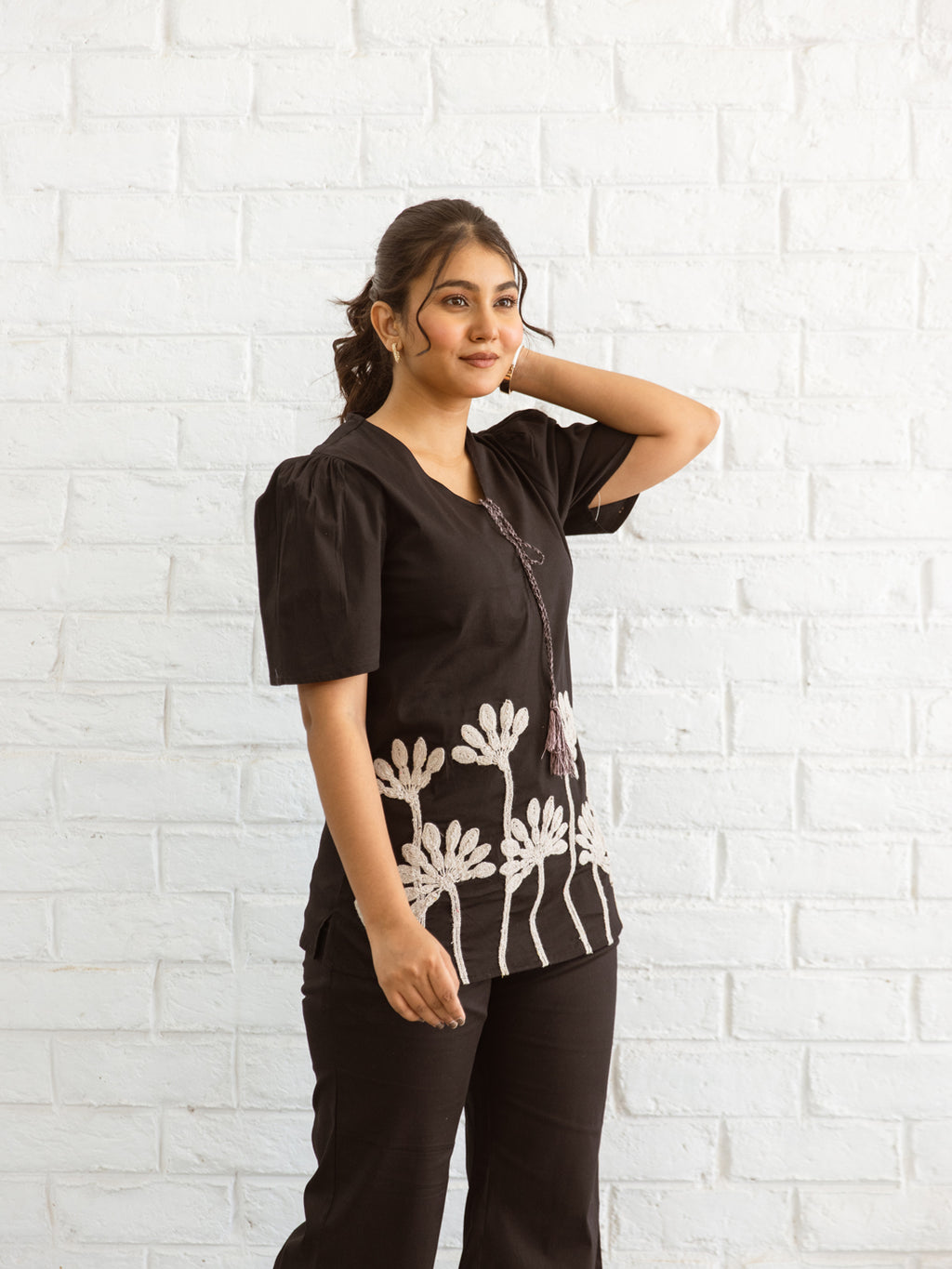 Myna Black Embroidery Co-ord Set