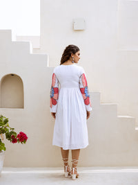 Jupiter embroidery white dress