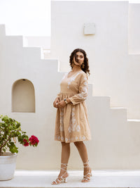 Nueva beige embroidery dress