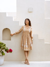 Nueva beige embroidery dress