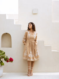 Nueva beige embroidery dress