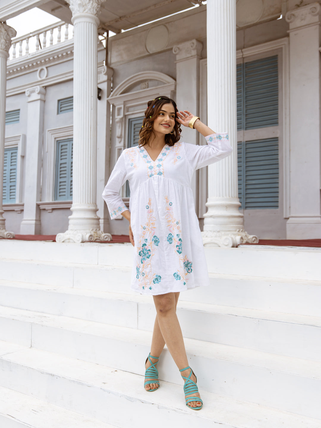 Felix Embroidery White Dress