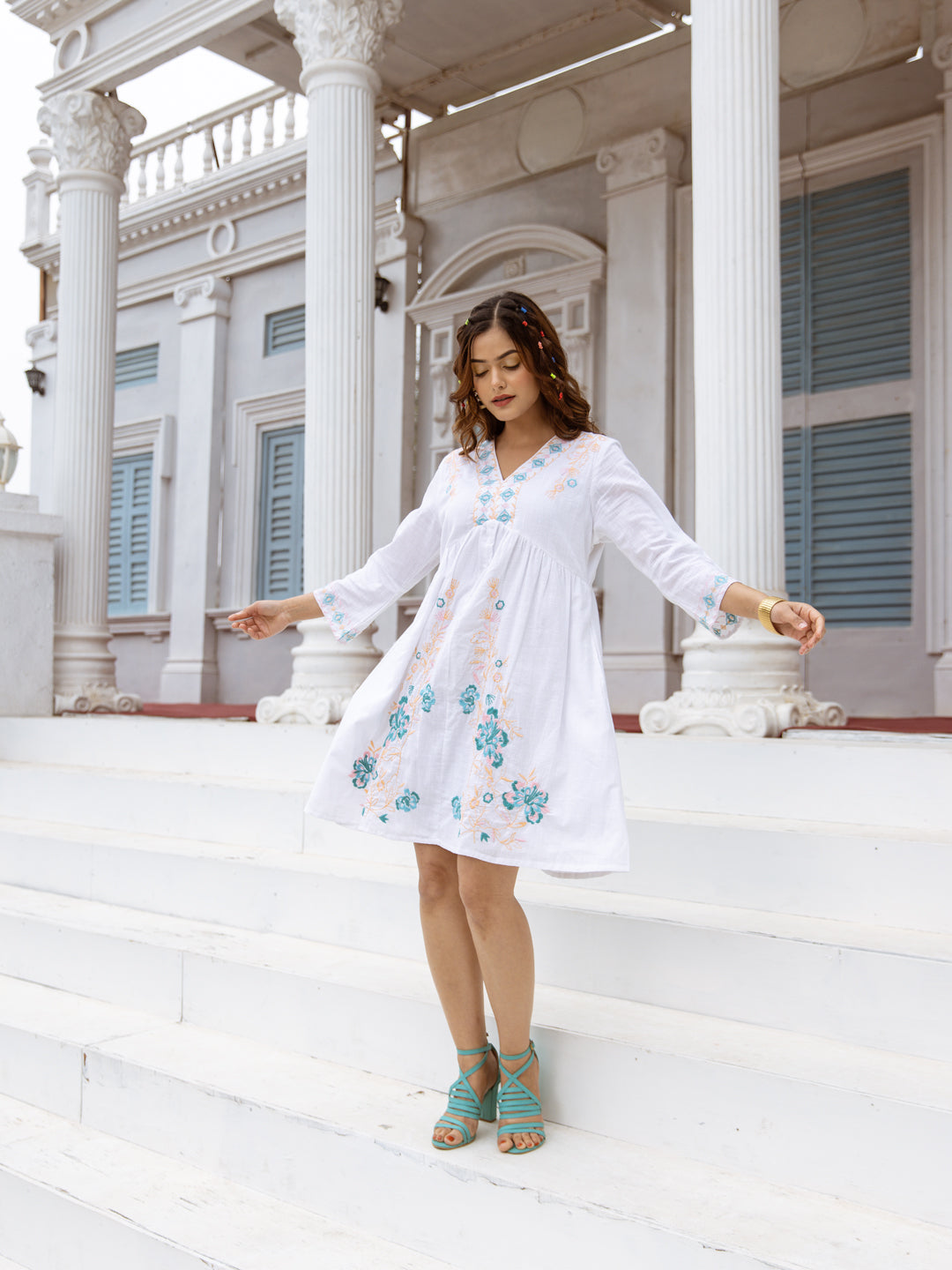 Felix Embroidery White Dress